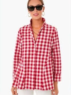 NWOT Pomader Place Apple Red and White Gingham Scarlett Button-Shirt